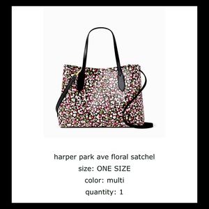 Kate Spade harper park floral satchel